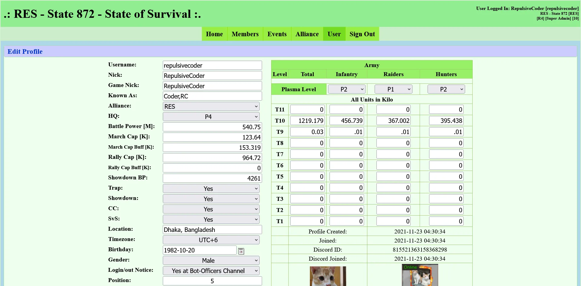 Survival Web Disc Portal