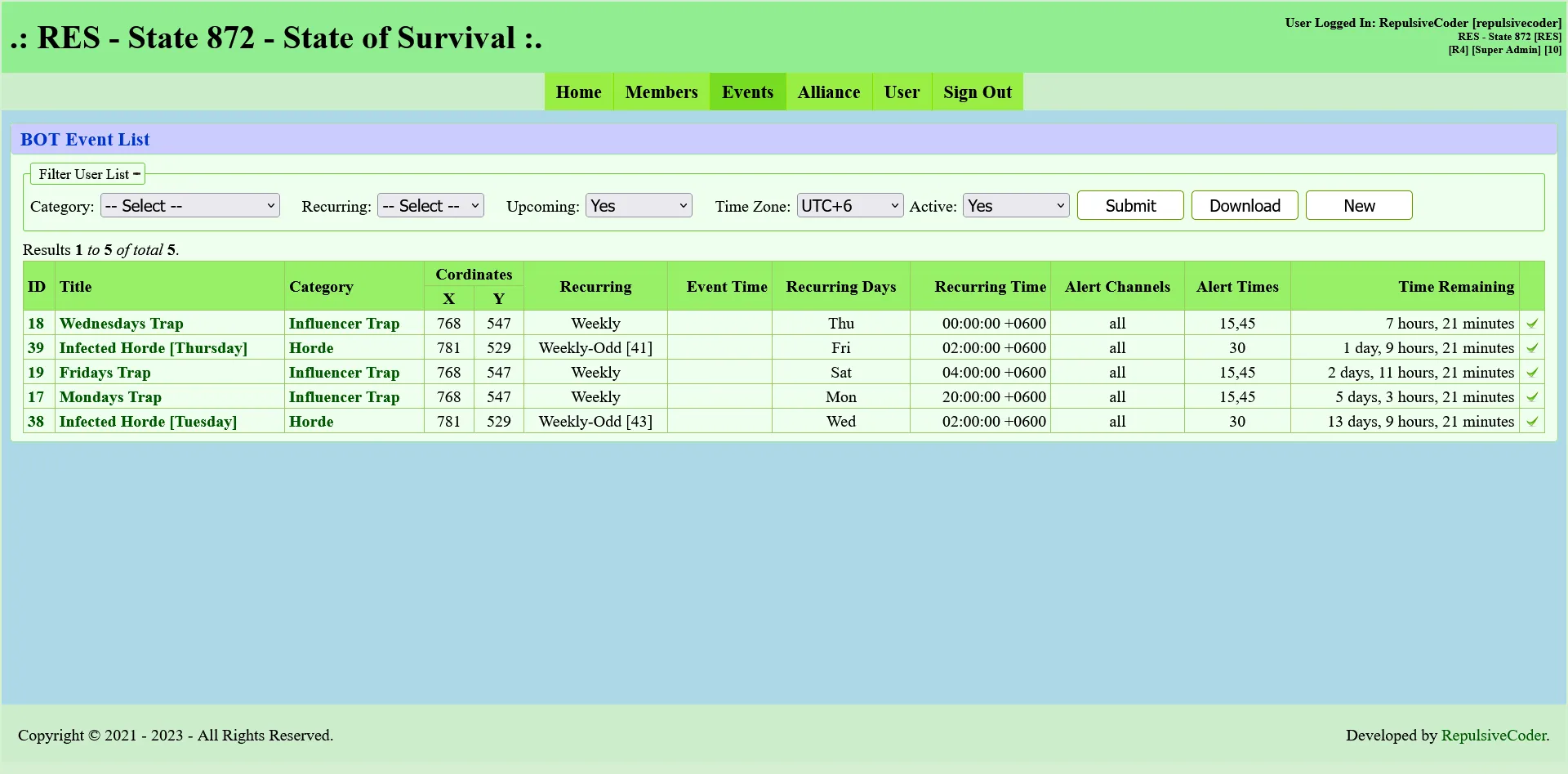 Survival Web Disc Portal