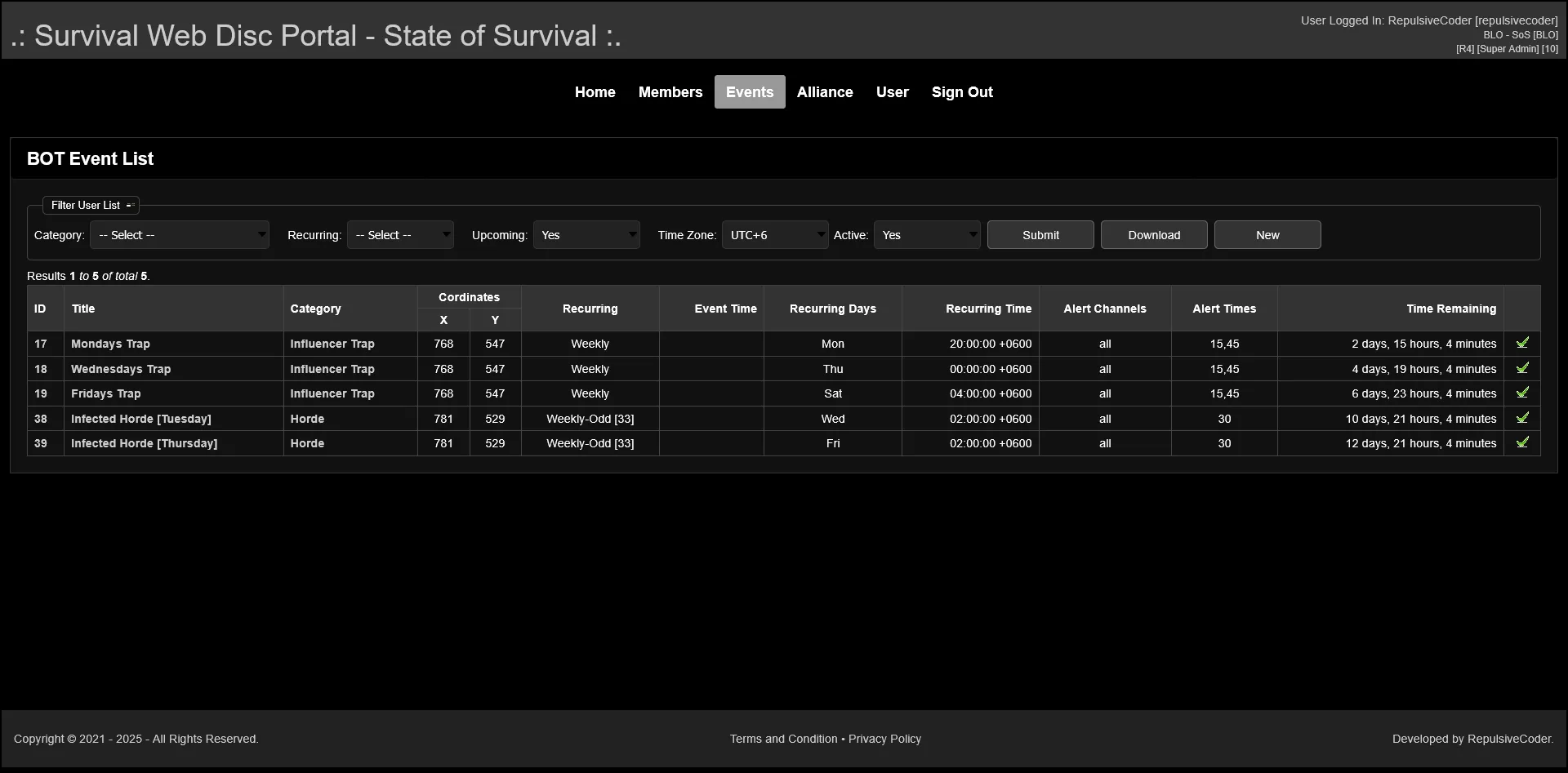 Survival Web Disc Portal